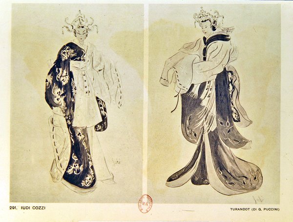 Projekty kostiumów do opery Turandot Giacomo Pucciniego (1858-1924) autorstwa Iudi Cozzi