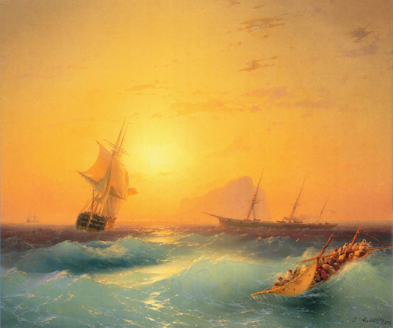 Amerykańskie statki ze Skały Gibraltarskiej autorstwa Ivan Konstantinovich Aivazovsky
