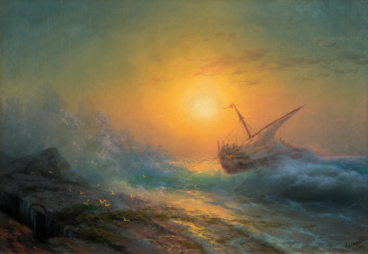 Burzliwe morza w poświacie autorstwa Ivan Konstantinovich Aivazovsky