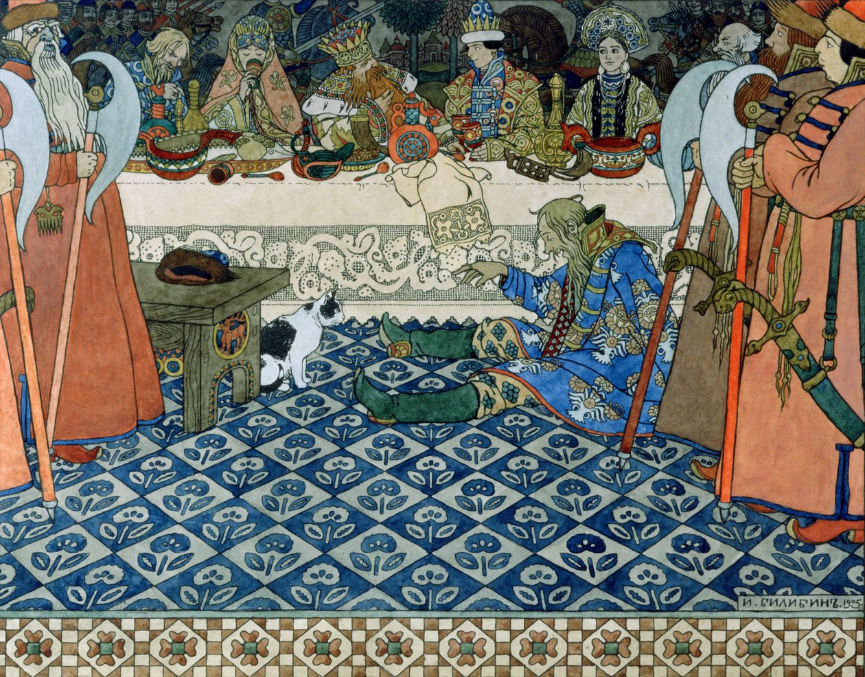 Ilustracja do „Bajki o carze Saltanie” Aleksandra Puszkina, 1905 autorstwa Ivan Yakovlevich Bilibin