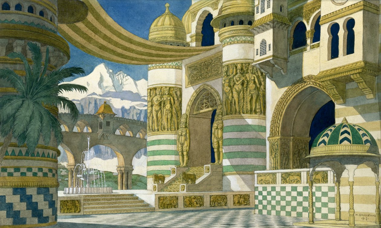 Szkic opery Glinki „Rusłan i Ludmiła”, 1913 autorstwa Ivan Yakovlevich Bilibin