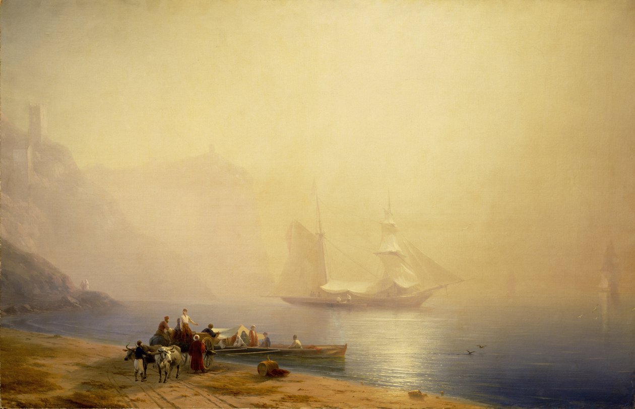 Poranek nad brzegiem morza, Sudak, 1856 autorstwa Ivan Konstantinovich Aivazovsky