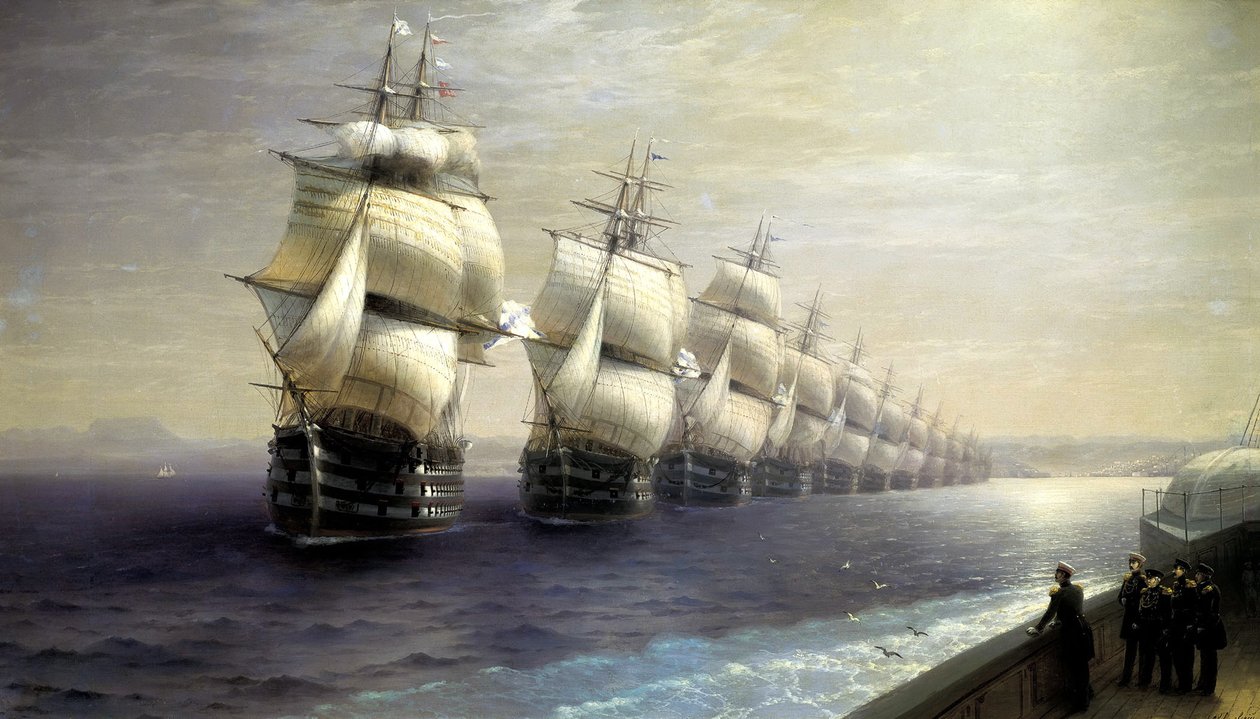 Parada Floty Czarnomorskiej w 1849, 1886 autorstwa Ivan Konstantinovich Aivazovsky