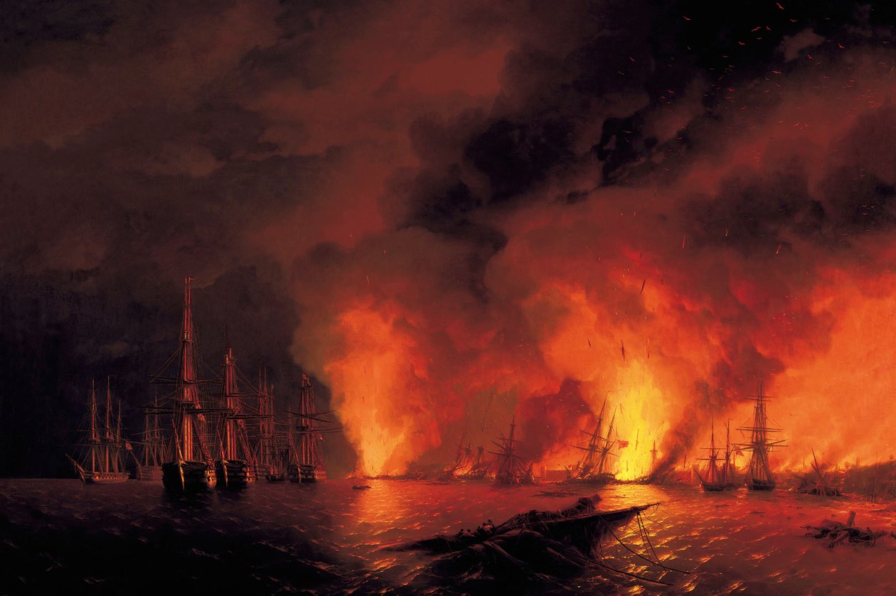 Bitwa pod Sinopem 18 listopada 1853 r. (Noc po bitwie) autorstwa Ivan Konstantinovich Aivazovsky