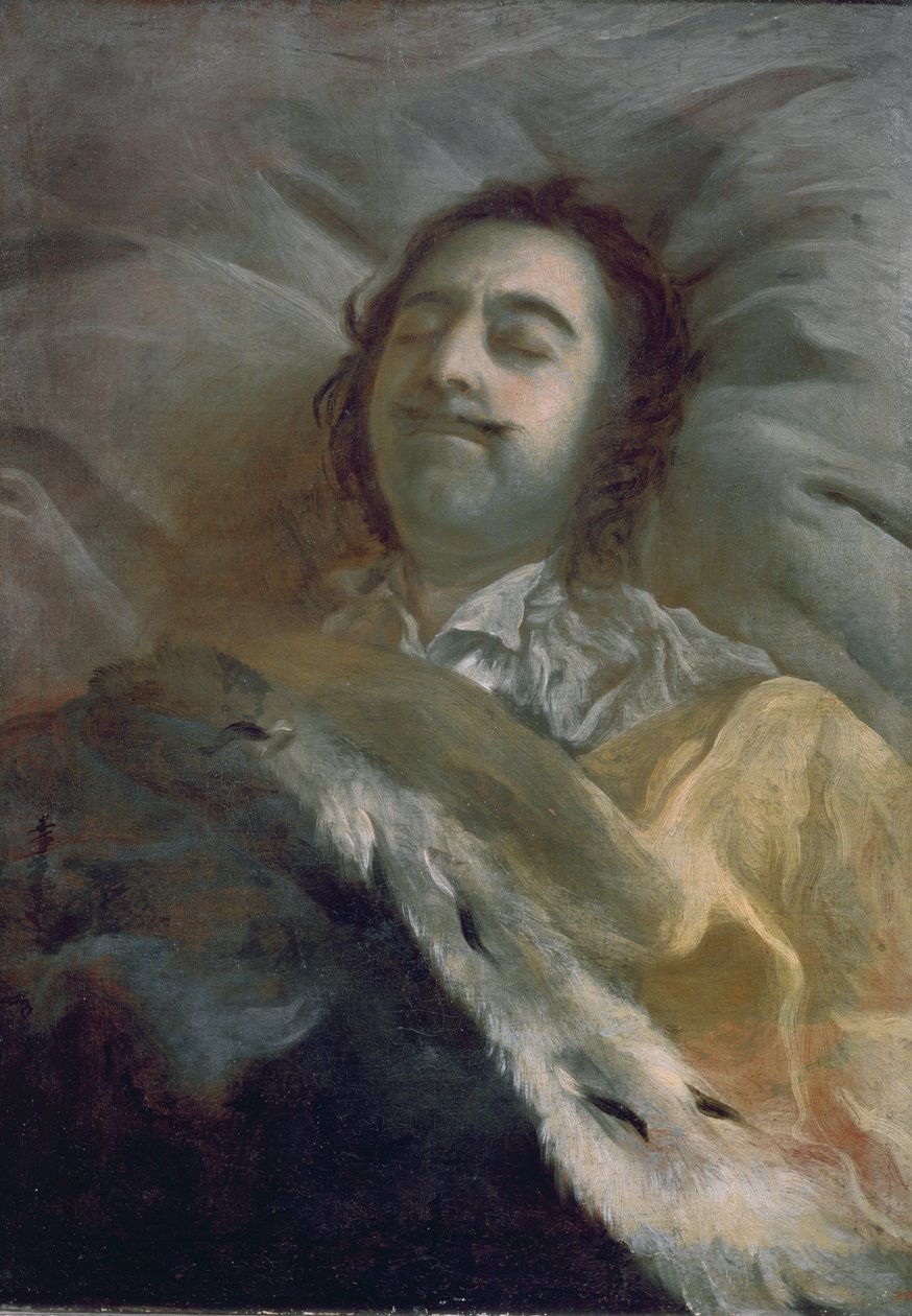 Piotr I (1672-1725) Wielki na łożu śmierci, 1725 r. autorstwa Ivan Nikitich Nikitin