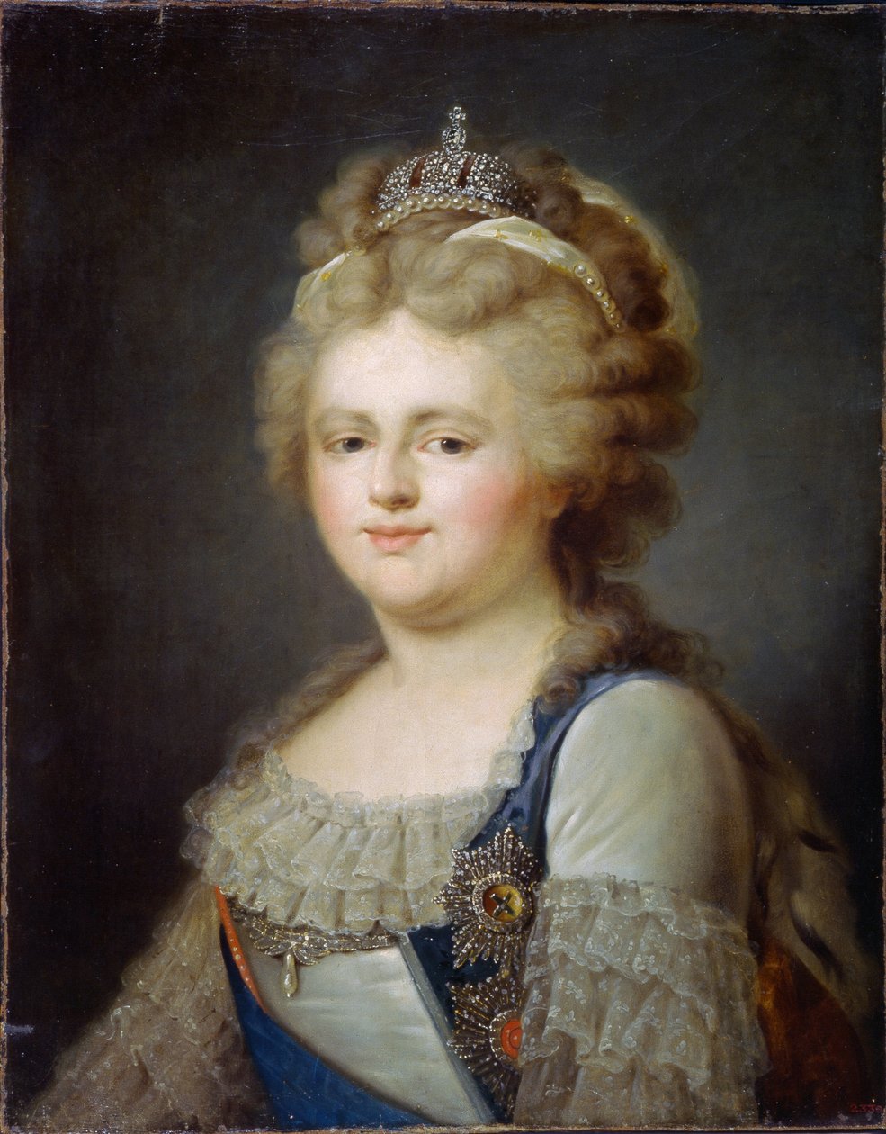 Portret cesarzowej Marii Fiodorovny (z domu Sophie Dorothee de Württemberg Montbeliard) (1759-1828) (portret cesarzowej Marii Fiodorovny). Obraz Iwana Afanasiewicza Pustynina (1769- po 1812), olej na płótnie, po 1796. Sztuka rosyjska autorstwa Ivan Afanasievich Pustynin