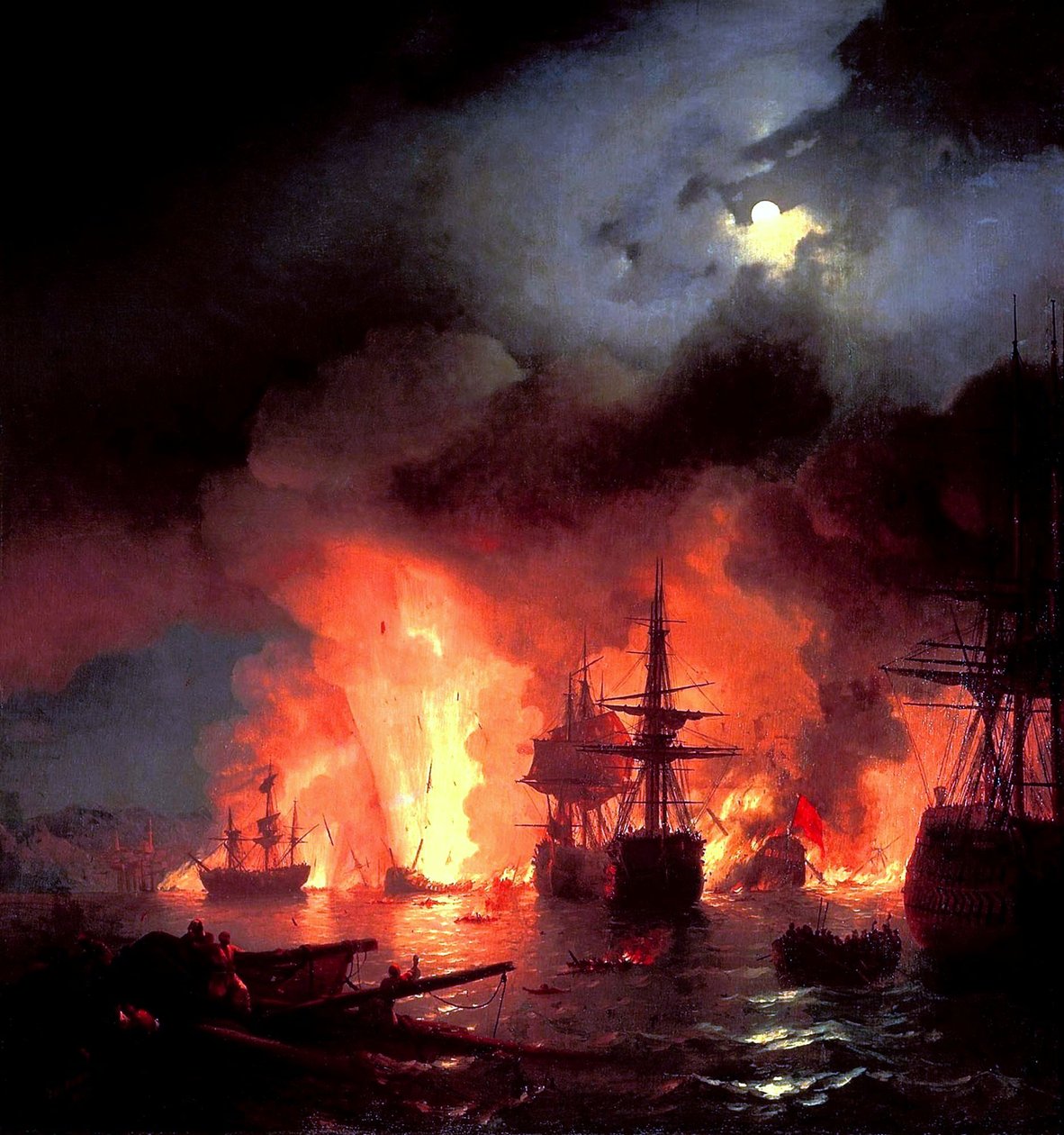 Bitwa o Çesme nocą autorstwa Ivan Aivazovsky