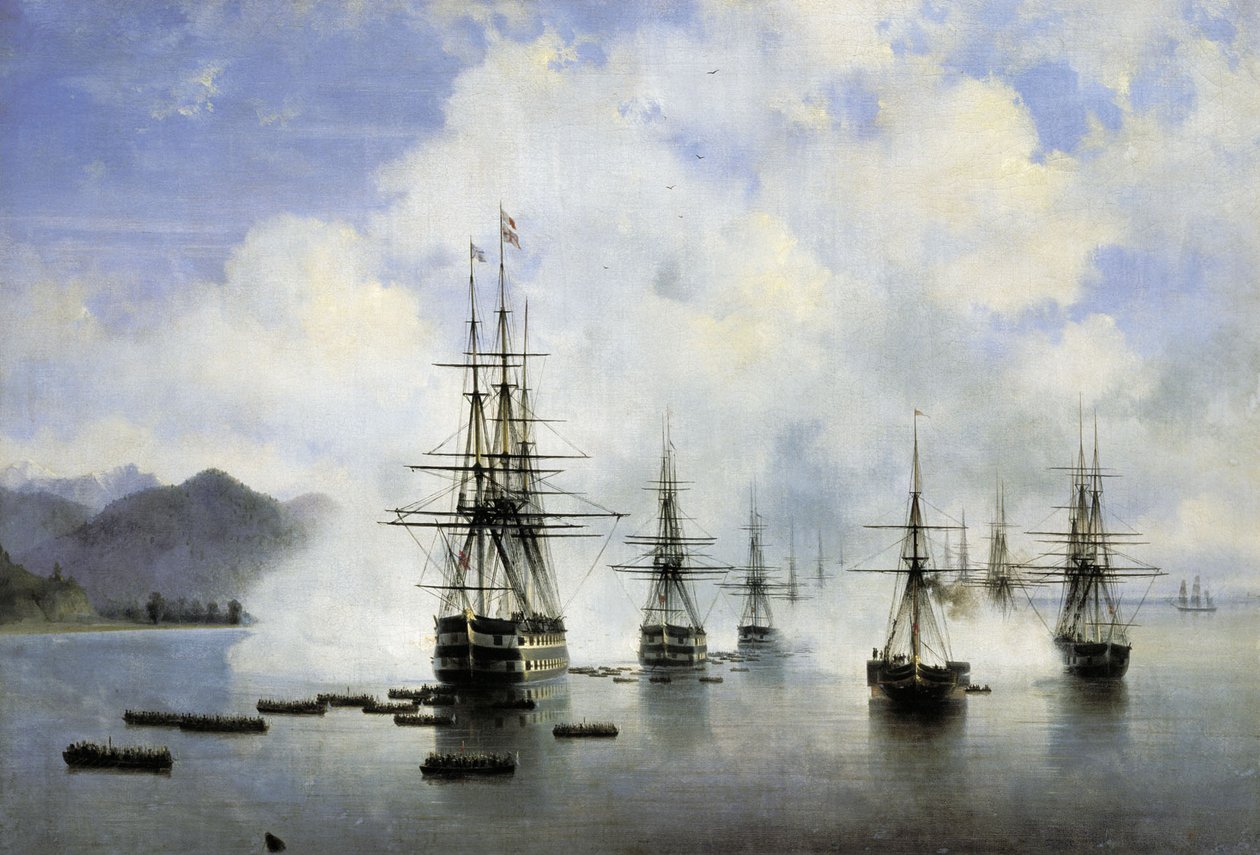 Rosyjski: "Lądowanie N. N. Rajewskiego w Subaszach" Lądowanie N. N. Rajewskiego w Subaszach autorstwa Ivan Aivazovsky