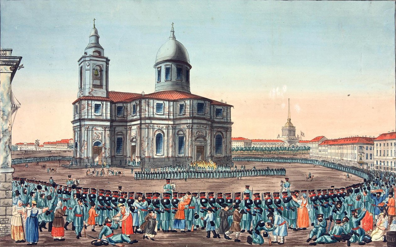 Milicja Ludowa na placu św. Izaaka w Petersburgu, 1815 r. autorstwa Ivan Alexeyevich Ivanov