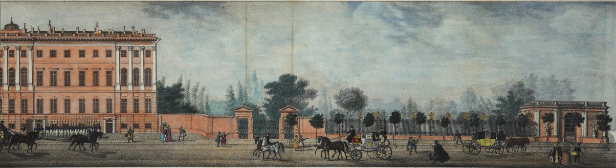 Pałac Aniczkowa. Z panoramy Newskiego Prospektu, 1830 autorstwa Ivan Alexeyevich Ivanov