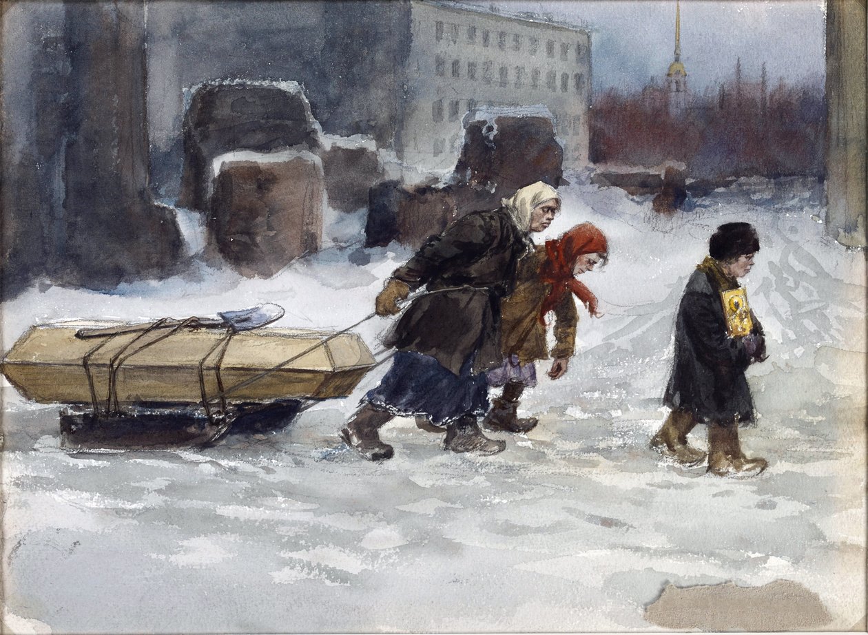 Pogrzeb robotnika, który nie był komunistą przez Władimira Iwana Aleksiejewicza (1869-1947). Akwarela, gwasz na papierze autorstwa Ivan Alexeyevich Vladimirov