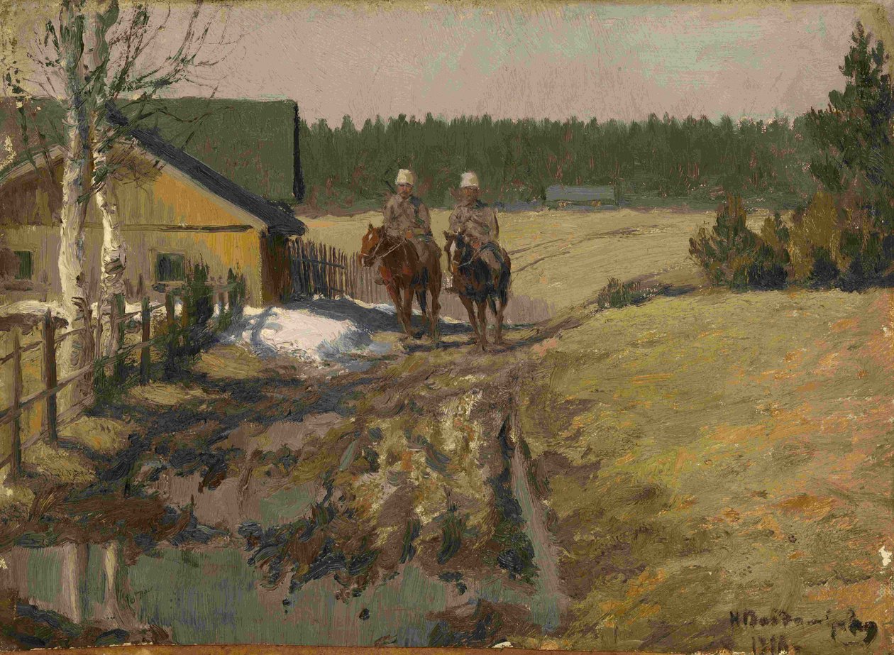 Kozacy na koniu, 1916 autorstwa Ivan Alexeyevich Vladimirov