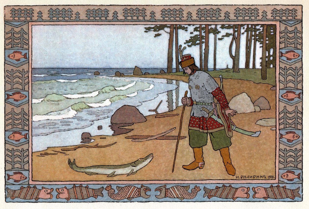 Księżniczka i żaba, ok. 1899 (litografia) autorstwa Ivan Yakovlevich Bilibin