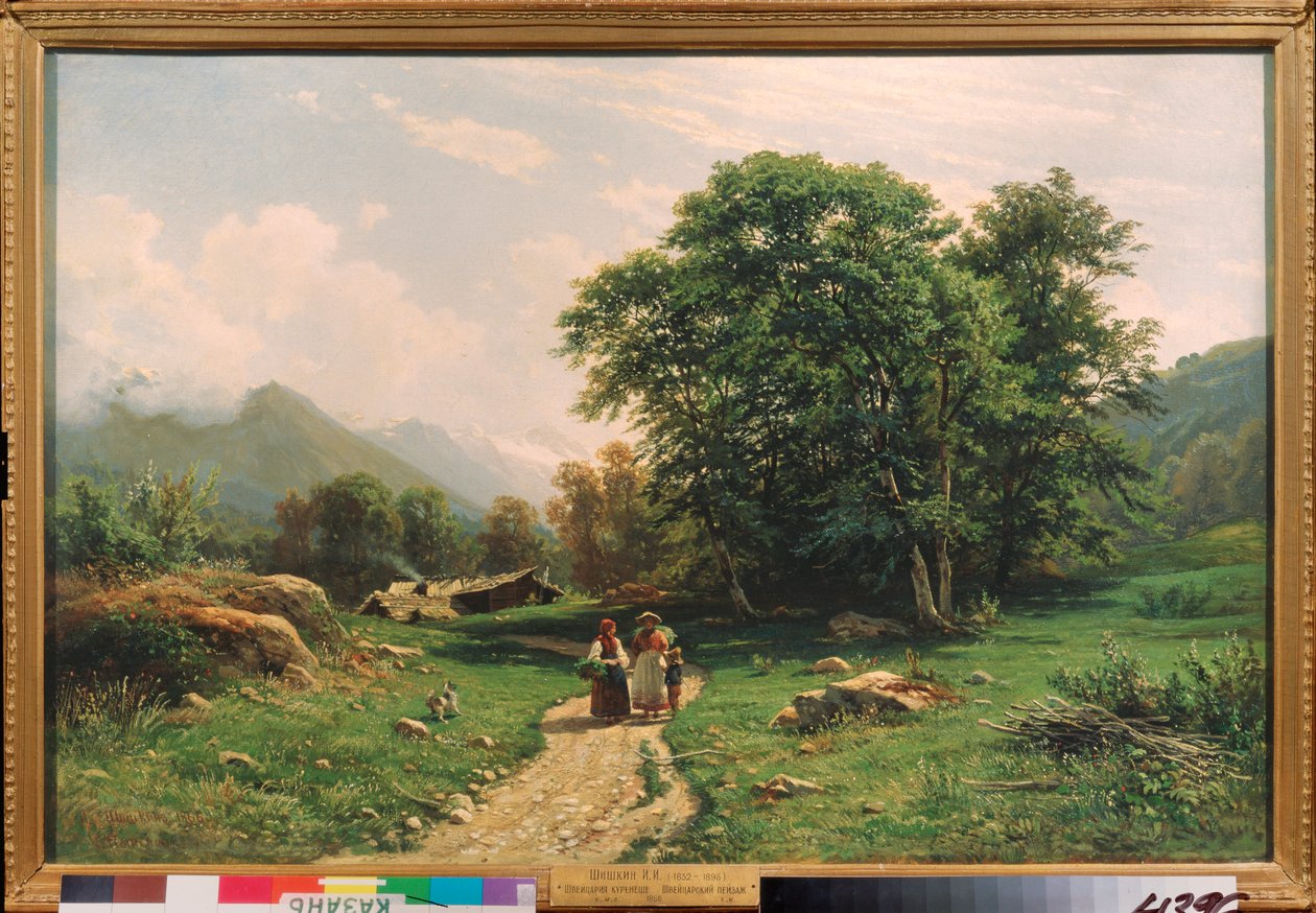 Vue en Suisse (Widok w Szwajcarii) - Obraz Ivan Ivanovich Shishkin (Shishkin) (1832-1898), olej na płótnie autorstwa Ivan Ivanovich Shishkin