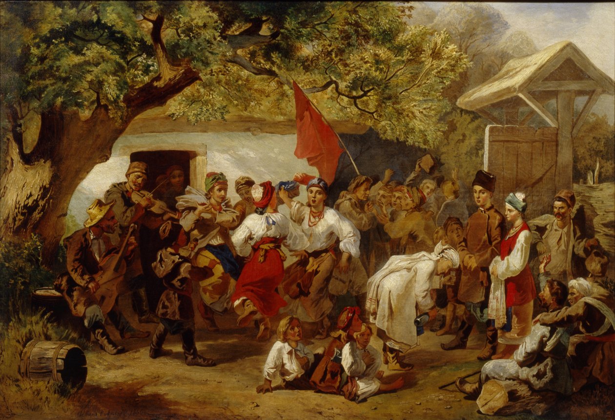 Uczta weselna, 1860 autorstwa Ivan Ivanovich Sokolov