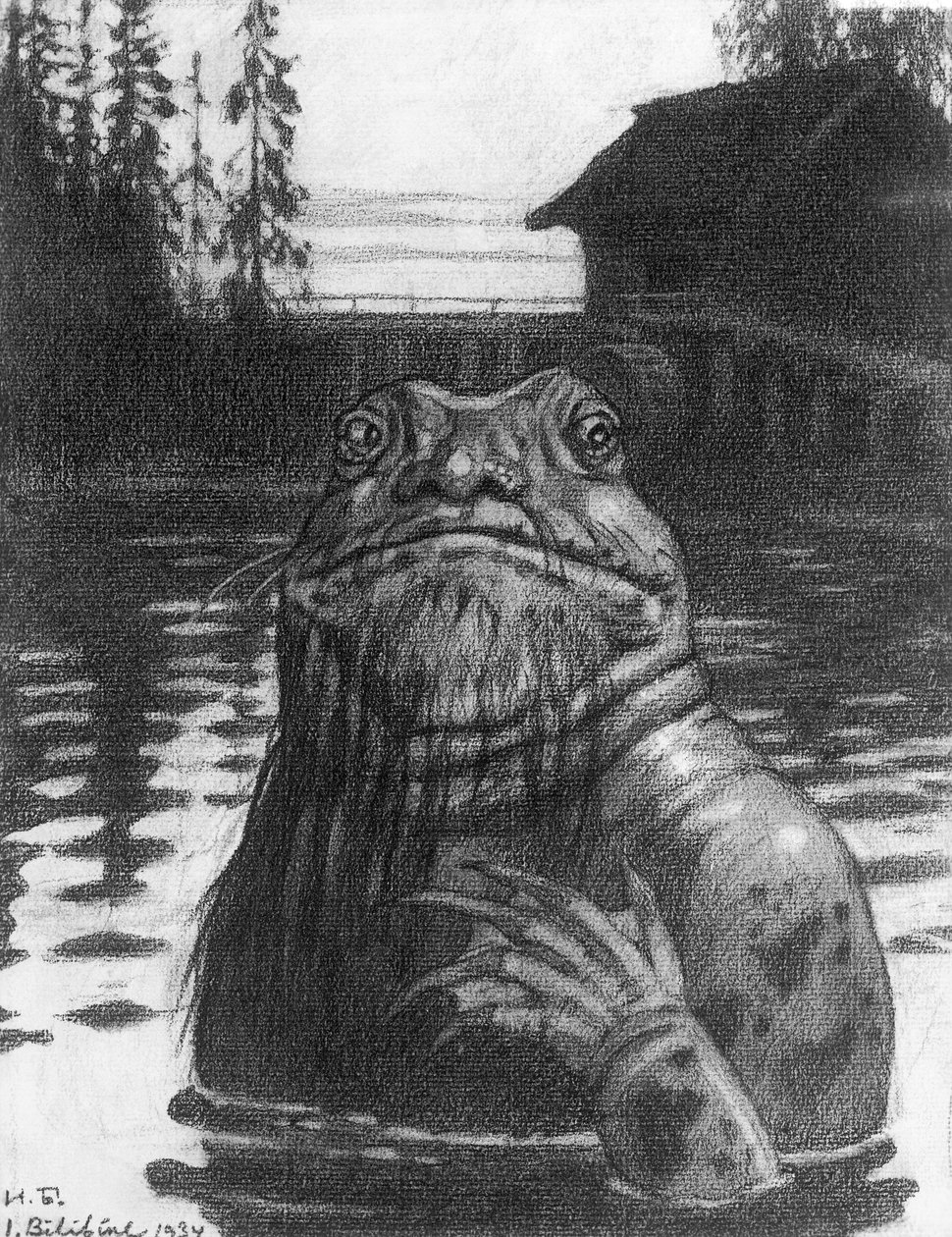 Vodyanoi, duszek wody, 1934 (węgiel na papierze) autorstwa Ivan Yakovlevich Bilibin
