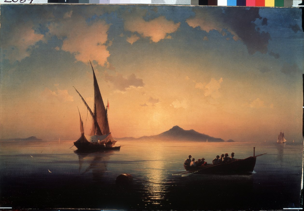 La baie de Naples (Zatoka Neapolitańska) (Włochy). Peinture de Ivan Konstantinovich Aivazosky (Ivan Konstantinovich Aivazovski autorstwa Ivan Konstantinovich Aivazosky