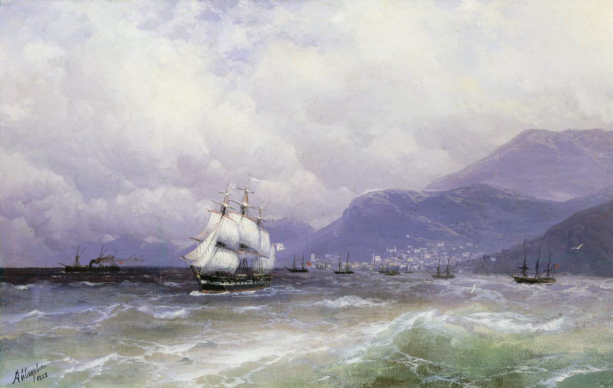 Krajobraz przybrzeżny z żeglugą z Trebizondu, 1888 autorstwa Ivan Konstantinovich Aivazovsky