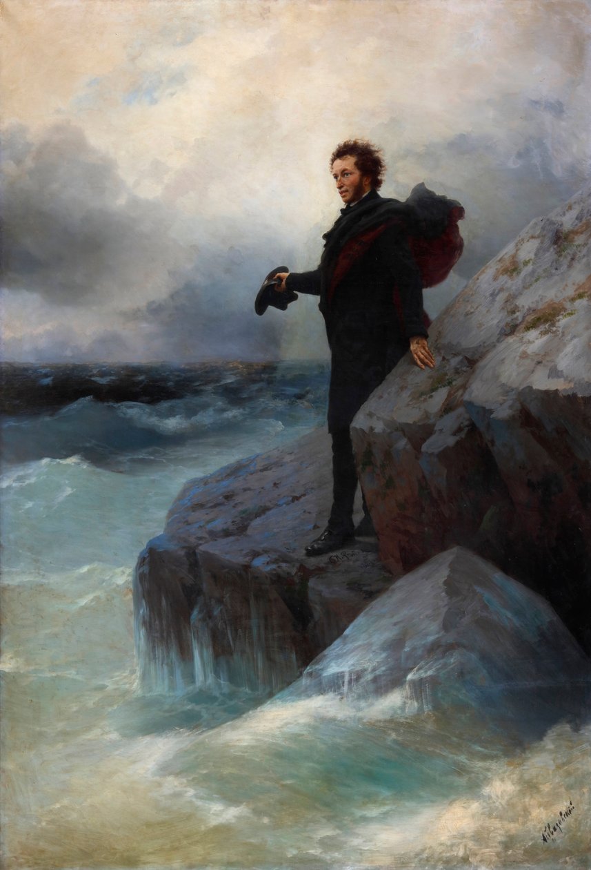Żegnaj wolny żywioł, o morze! Aleksander Puszkin nad Morzem Czarnym, 1877. autorstwa Ivan Konstantinovich Aivazovsky