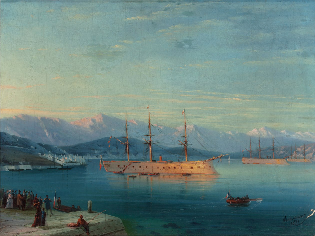 Francuskie statki wypływające z Morza Czarnego 1871 (olej na płótnie) autorstwa Ivan Konstantinovich Aivazovsky