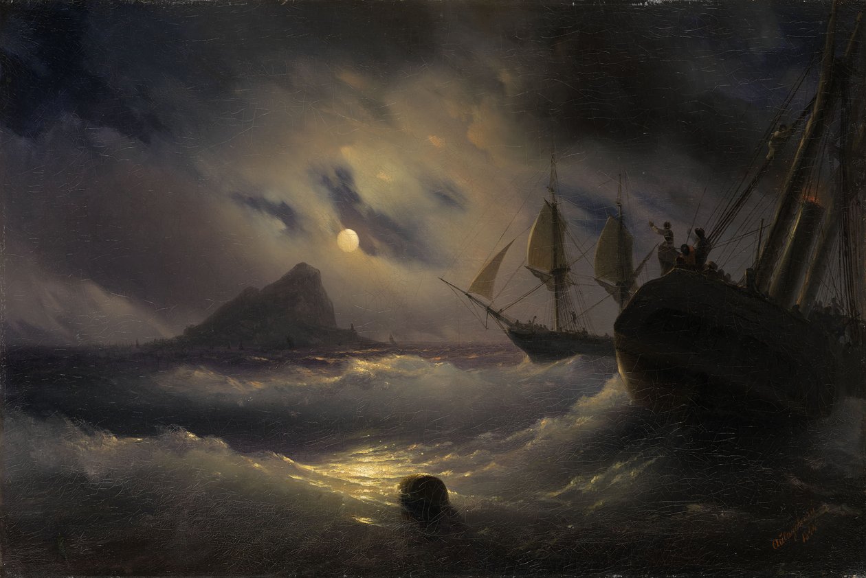 Gibraltar nocą, 1844 autorstwa Ivan Konstantinovich Aivazovsky