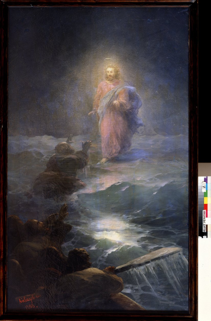 Jezus chodzi po wodach (Jezus chodzi po wodzie). Obraz Iwana Konstantinowicza Aiwazowskiego (1817-1900). olej na płótnie autorstwa Ivan Konstantinovich Aivazovsky