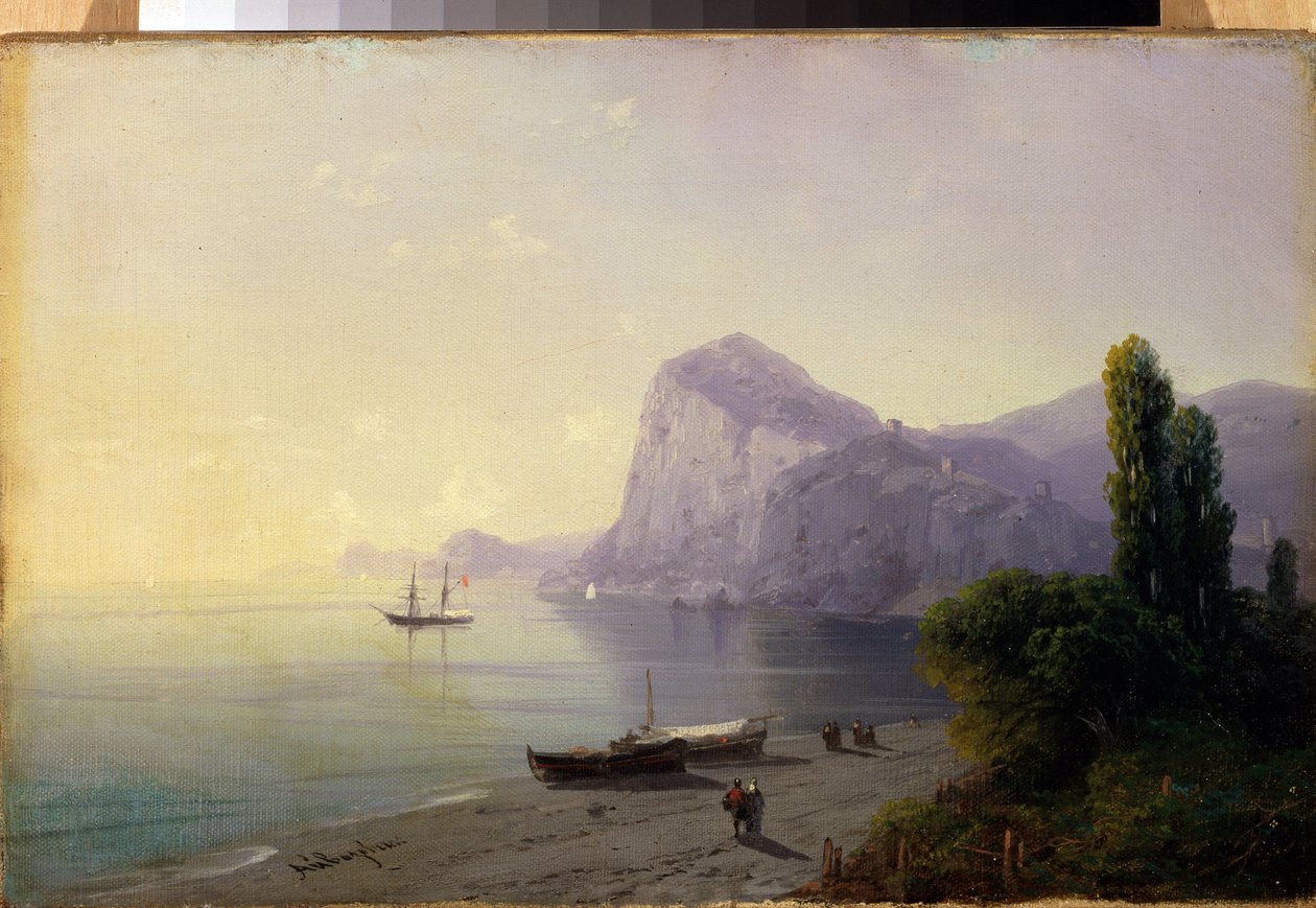 La forteresse de Sudak (Ukraina) (Sudak, Twierdza). Peinture de Ivan Konstantinovich Aivazovsky (Ivan Konstantinovich Aivazovsky autorstwa Ivan Konstantinovich Aivazovsky
