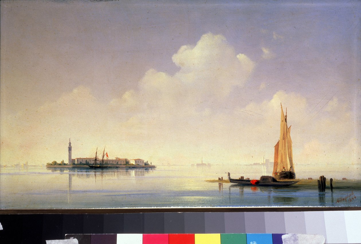 Laguna wenecka, widok na wyspę San Giorgio Maggiore (Saint-Georges-Majeur, Saint Georges Major) (Laguna wenecka, widok na San Giorgio Maggiore). Obraz Ivana Konstantinovicha Aivazovsky