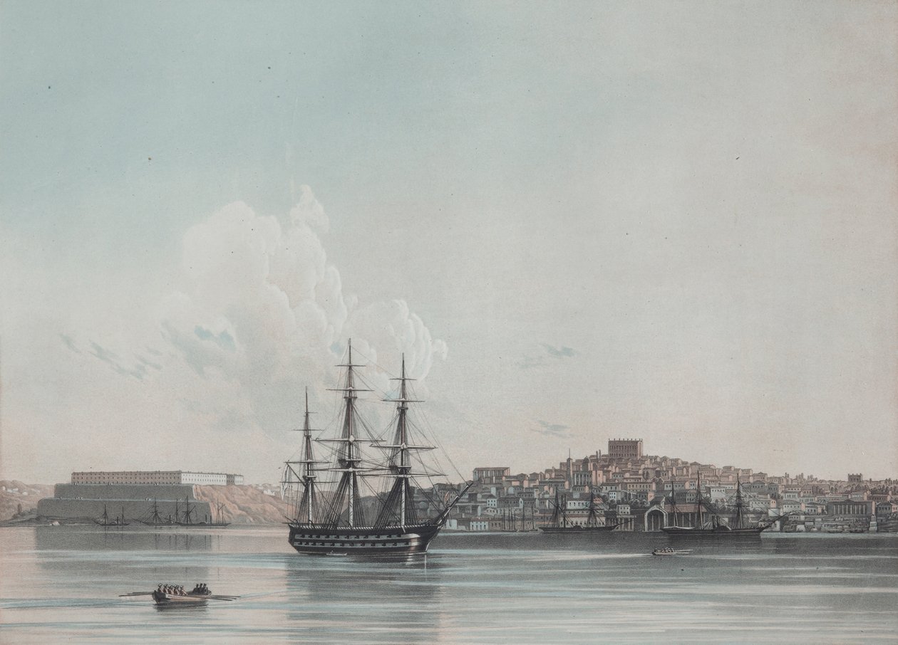 Nowe koszary morskie i wewnętrzny port w Sewastopolu, lata 50. XIX wieku autorstwa Ivan Konstantinovich Aivazovsky