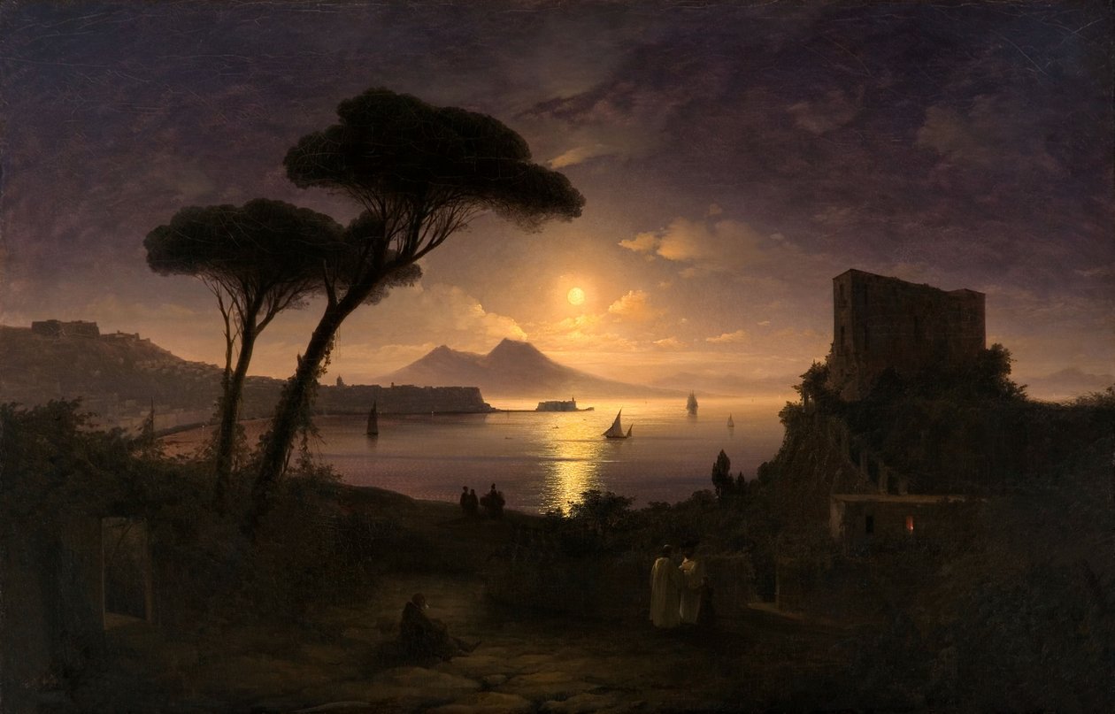 Zatoka Neapolitańska w księżycową noc, 1842 autorstwa Ivan Konstantinovich Aivazovsky