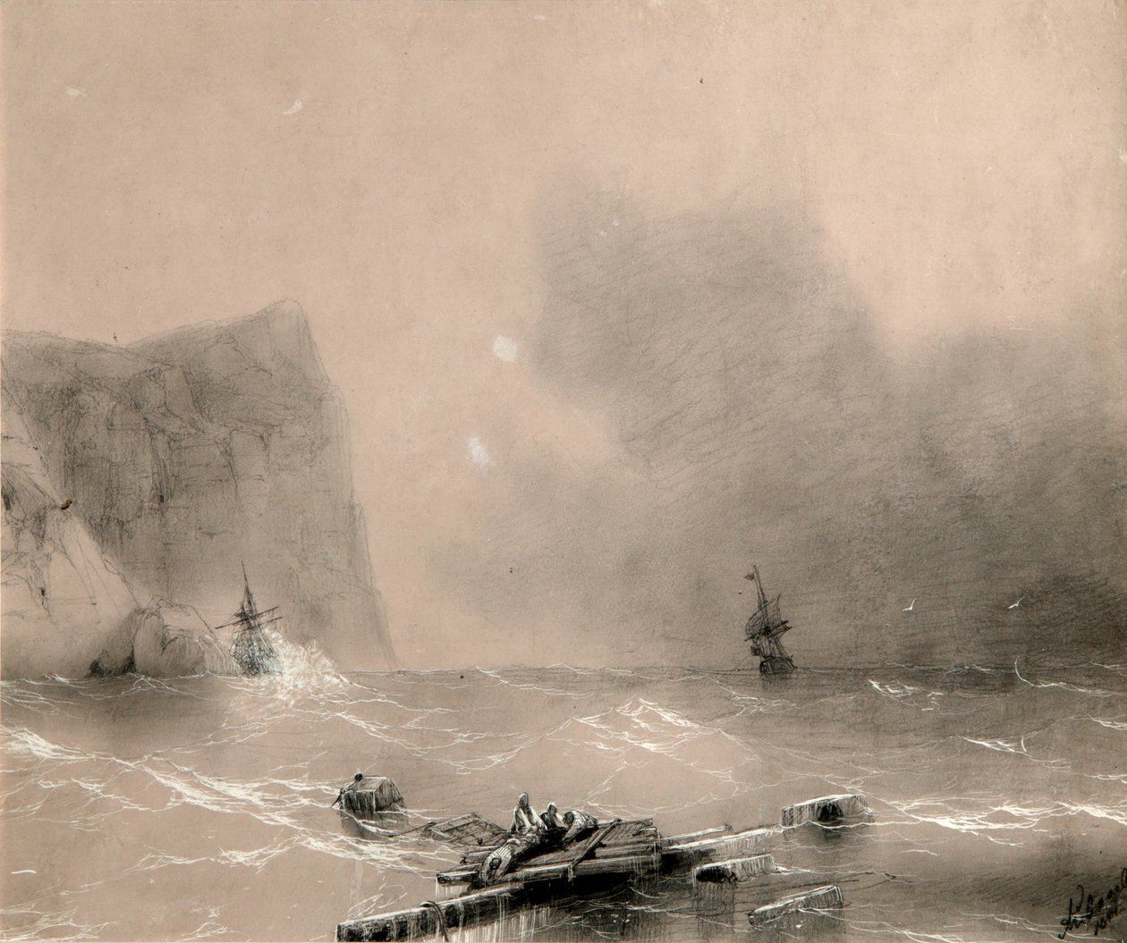 Katastrofa floty brytyjskiej u wybrzeży Kominiarki 14 listopada 1854 r. 1854 autorstwa Ivan Konstantinovich Aivazovsky