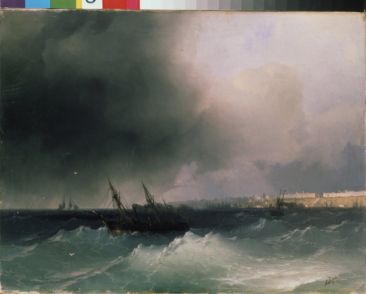 Widok na Odessę z morza (Ukraina). Obraz Iwana Konstantinowicza Aiwazowskiego (1817-1900). Olej na płótnie, 45 x 58 cm autorstwa Ivan Konstantinovich Aivazovsky