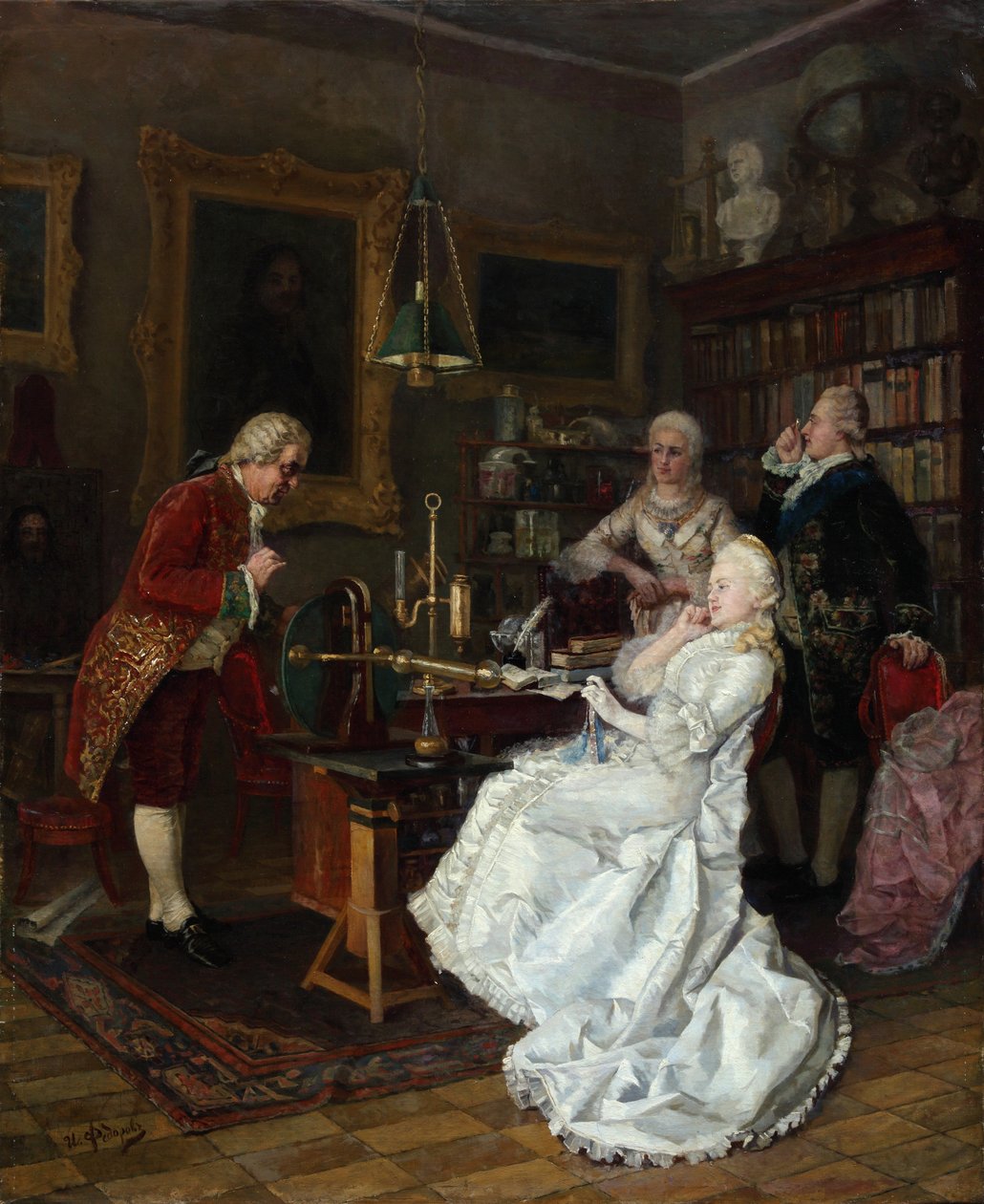 Cesarzowa Katarzyna II odwiedzająca uczonego Michaiła Łomonosowa, 1884 autorstwa Ivan Kuzmich Fyodorov