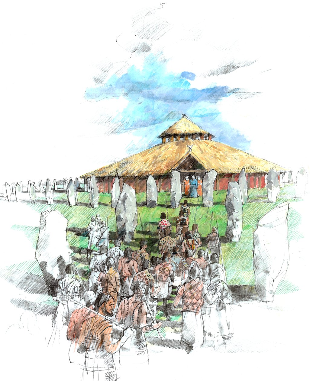 Ceremonialna procesja Sanktuarium Avebury Stone Circle, Wiltshire, III tysiąclecie p.n.e., ok. 1990-2010. autorstwa Ivan Lapper