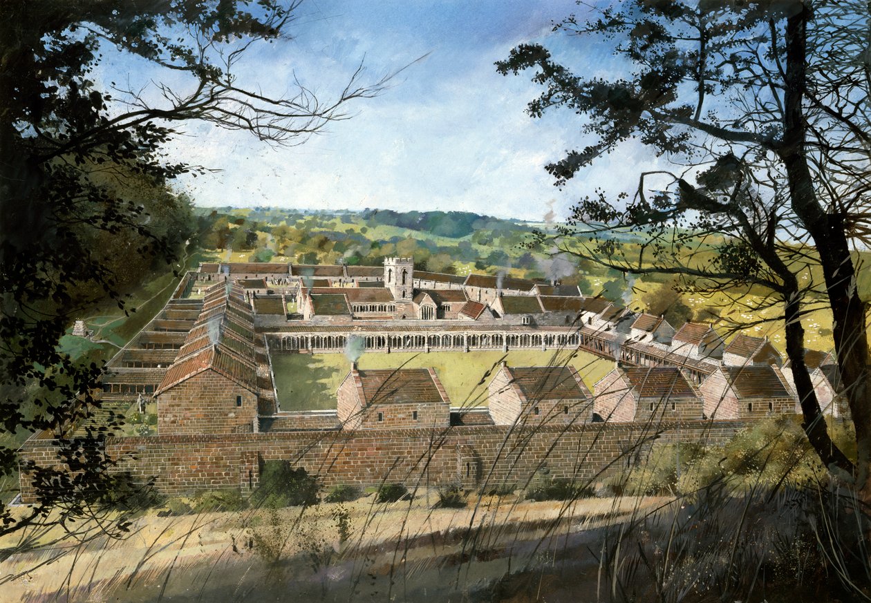Mount Grace Priory (akwarela na papierze) autorstwa Ivan Lapper