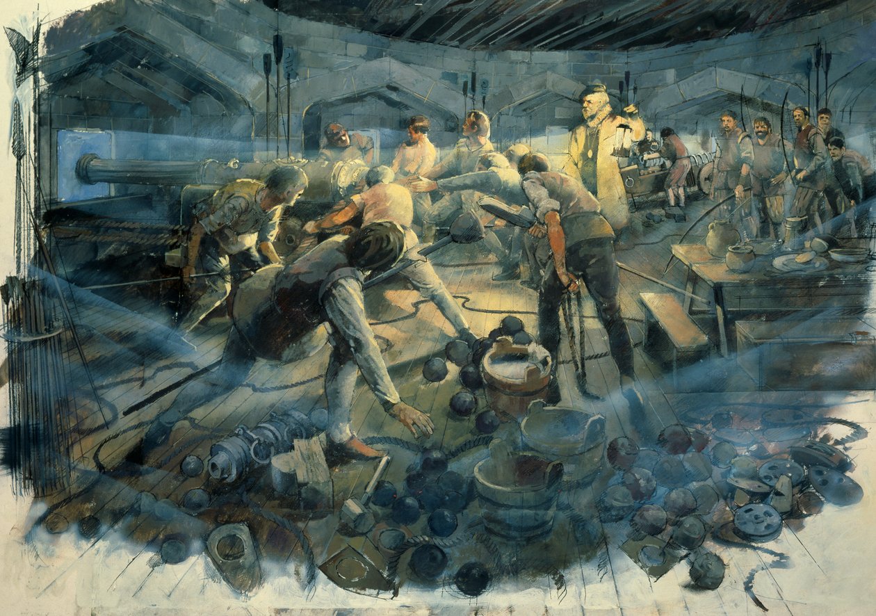 Pokład działowy w zamku Pendennis, koniec lat 40. XVI wieku, ok. 1990-2010 autorstwa Ivan Lapper