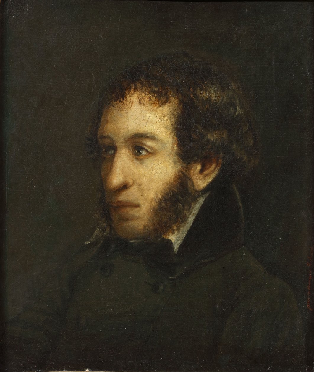 Portret ostatniego życia poety Aleksandra Siergiejewicza Puszkina 1799-1837, 1837. autorstwa Ivan Loginovich Linev