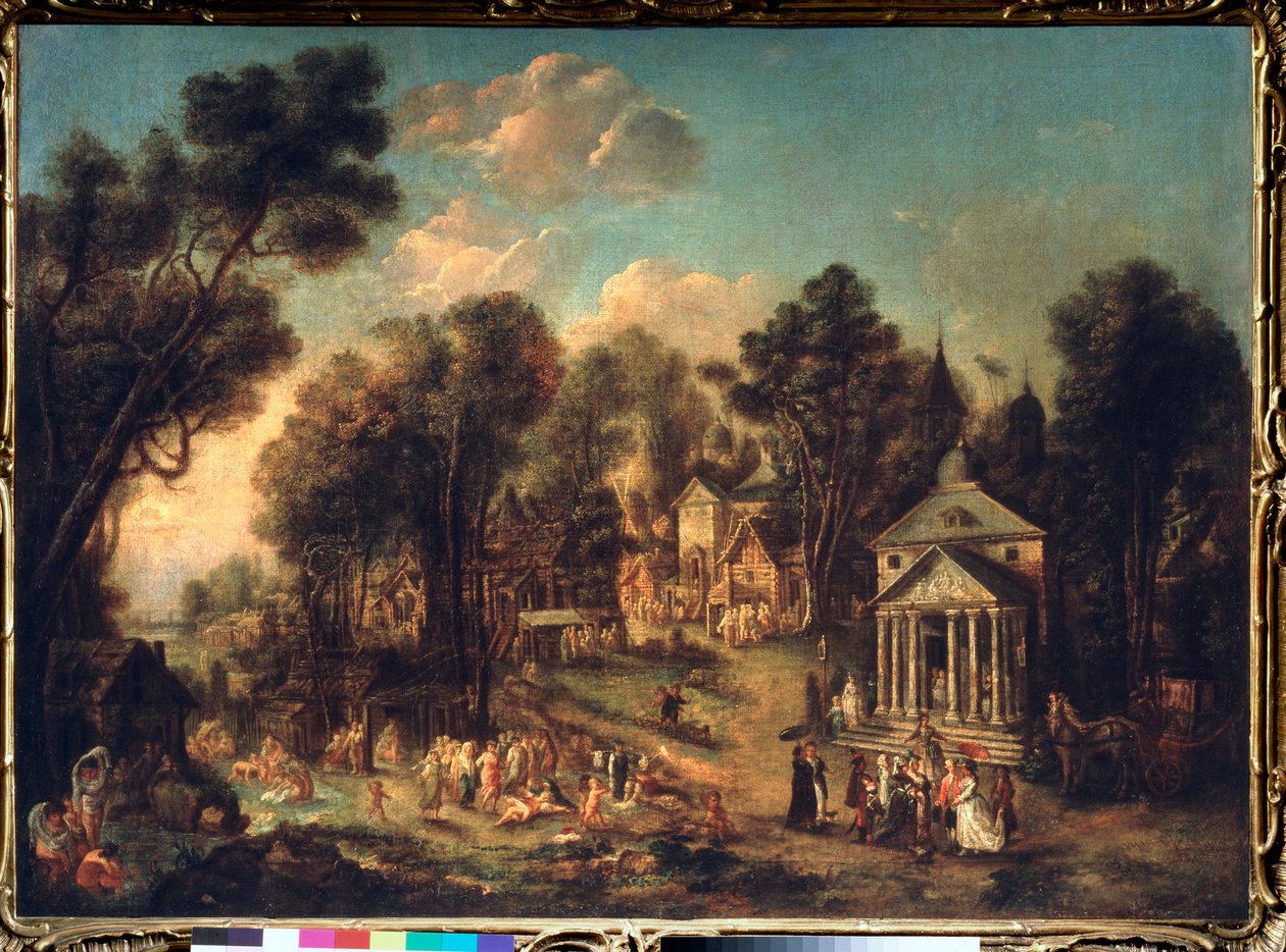 Świętowanie świątynne - obraz Ivana Michailovicha Tankova (Tonkov) (1740-1799), olej na płótnie autorstwa Ivan Michailovich Tankov