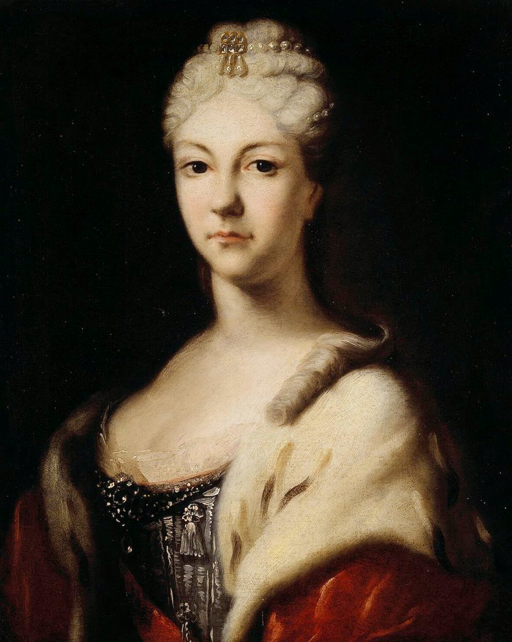 Portret wielkiej księżnej Natalii Aleksiejewny Rosji”, 1673-1716, przed 1716. autorstwa Ivan Nikitich Nikitin