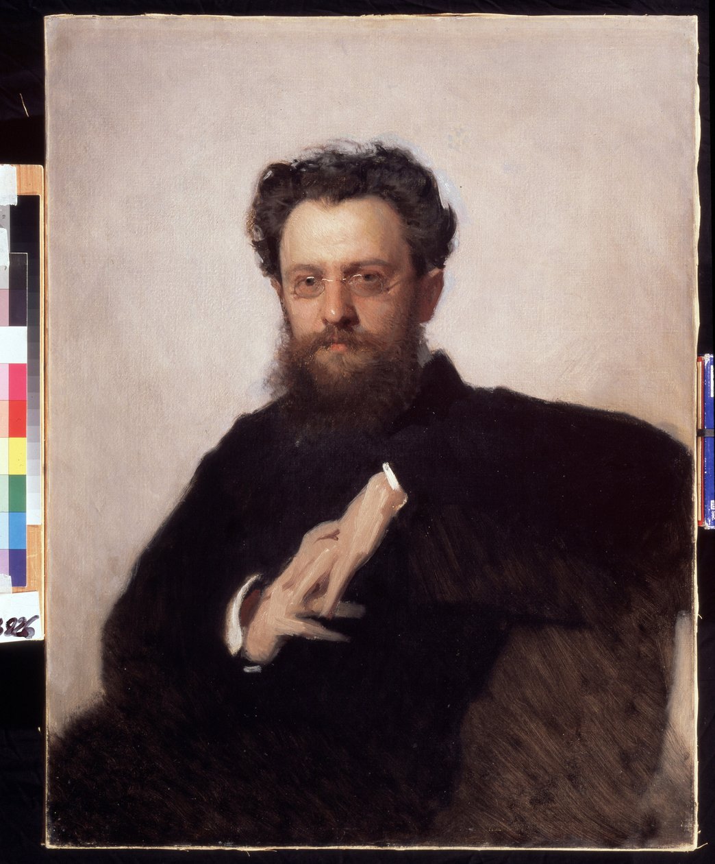Portret historyka sztuki prof. Adriana (Adriena) Prakhova (1846-1916) (Portret historyka sztuki prof. A.Prakhova). Obraz Iwana Nikołajewicza Kramskoja (1837-1887), olej na płótnie autorstwa Ivan Nikolaevich Kramskoy