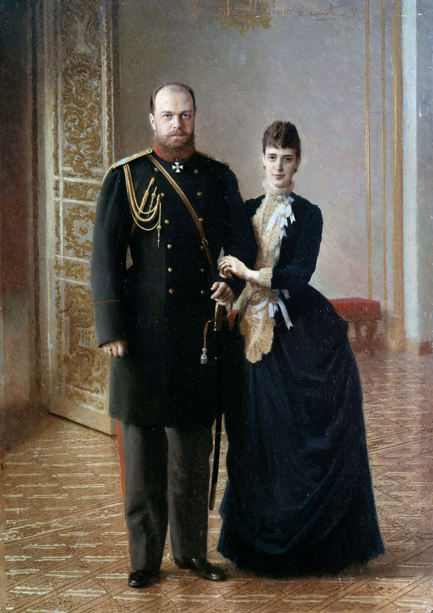 Portret cara rosyjskiego Aleksandra III (1845-1895) z żoną Marią Fiodorowną Obraz Iwana Nikołajewicza Kramskoja (Kramskoy) (1837-1887) autorstwa Ivan Nikolaevich Kramskoy