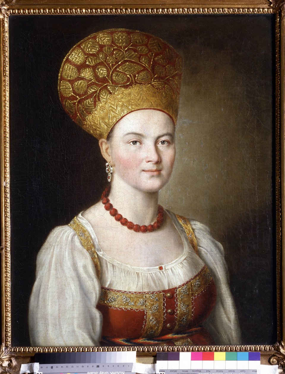 Portret kobiety w rosyjskim stroju (portret kobiety w rosyjskim stroju). Obraz Iwana Pietrowicza Argunowa (Argunow) (1729-1802). Olej na płótnie, 67 x 53,6 cm autorstwa Ivan Petrovich Argunov