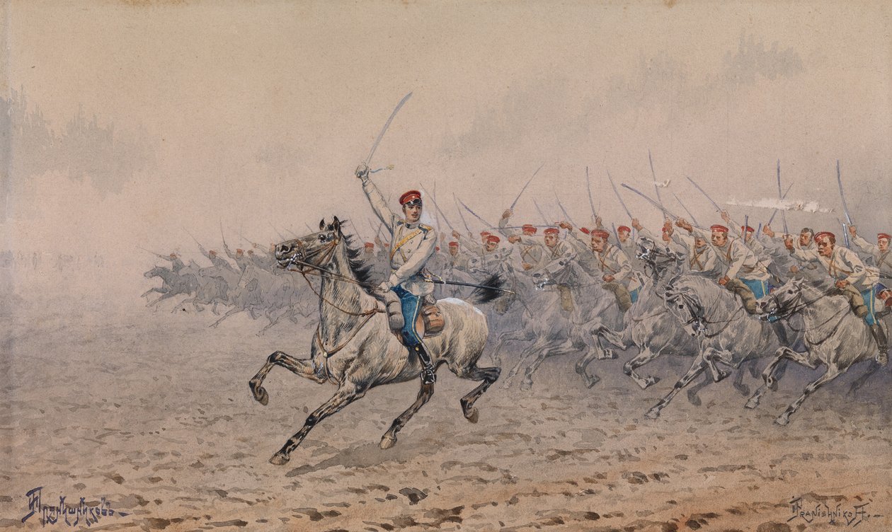 Szarża kawalerii autorstwa Ivan Petrovich Pryanishnikov