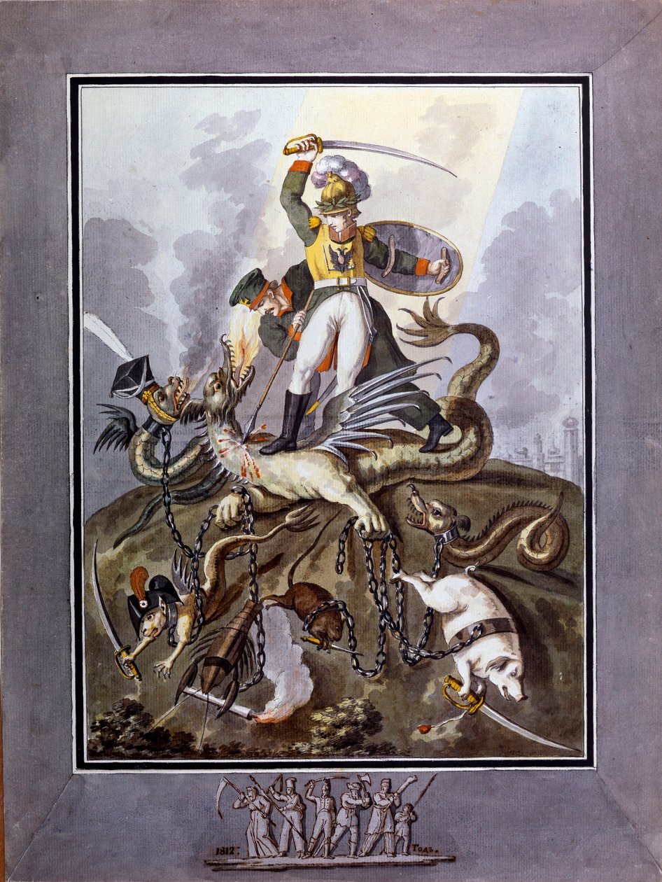 „1812”: alegoria klęski armii Napoleona I podczas kampanii rosyjskiej (1812) - Praca Iwana Filipowicza Tupylewa (Toupylev) (1758-1821) autorstwa Ivan Philippovich Tupylev