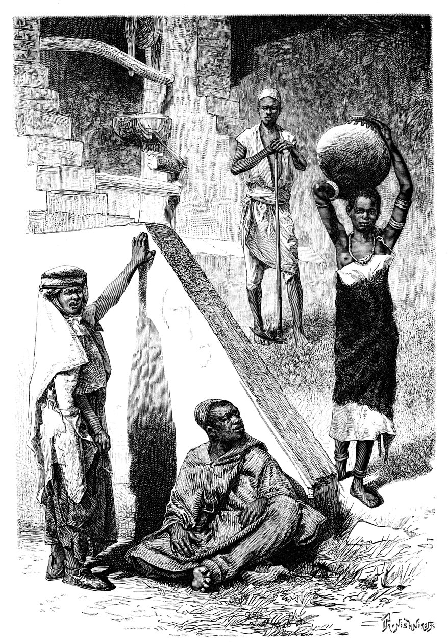 Sudańscy Arabowie i niewolnica Szylluk, Sudan, 1895. autorstwa Ivan Pranishnikoff
