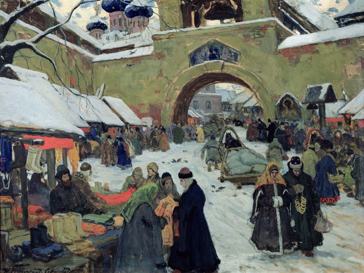 Dzień bazaru w starożytnym mieście autorstwa Ivan Silych Goriuschkin-Sorokopudov