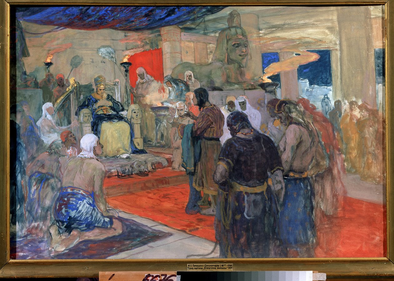 Egipska starożytność: "faraon przed swoim dworem", ok. 1900 r. autorstwa Ivan Silych Goriuschkin Sorokopudov