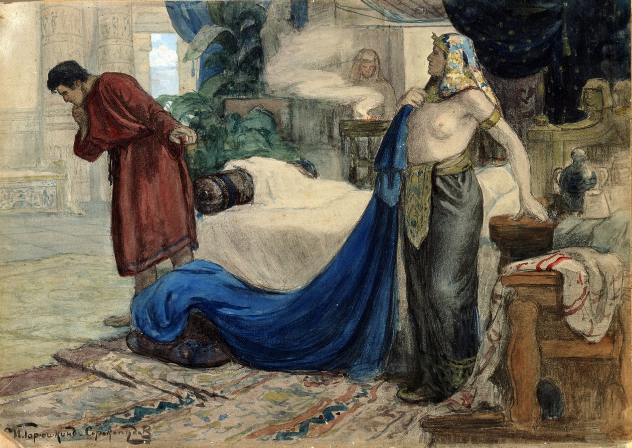 "Józef i żona Putyfara", ok. 1900 (akwarela, gwasz) autorstwa Ivan Silych Goriuschkin Sorokopudov