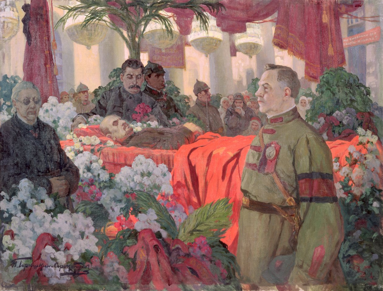 Ceremonia pogrzebowa Lenina (1870-1924) autorstwa Ivan Silych Goriuschkin-Sorokopudov