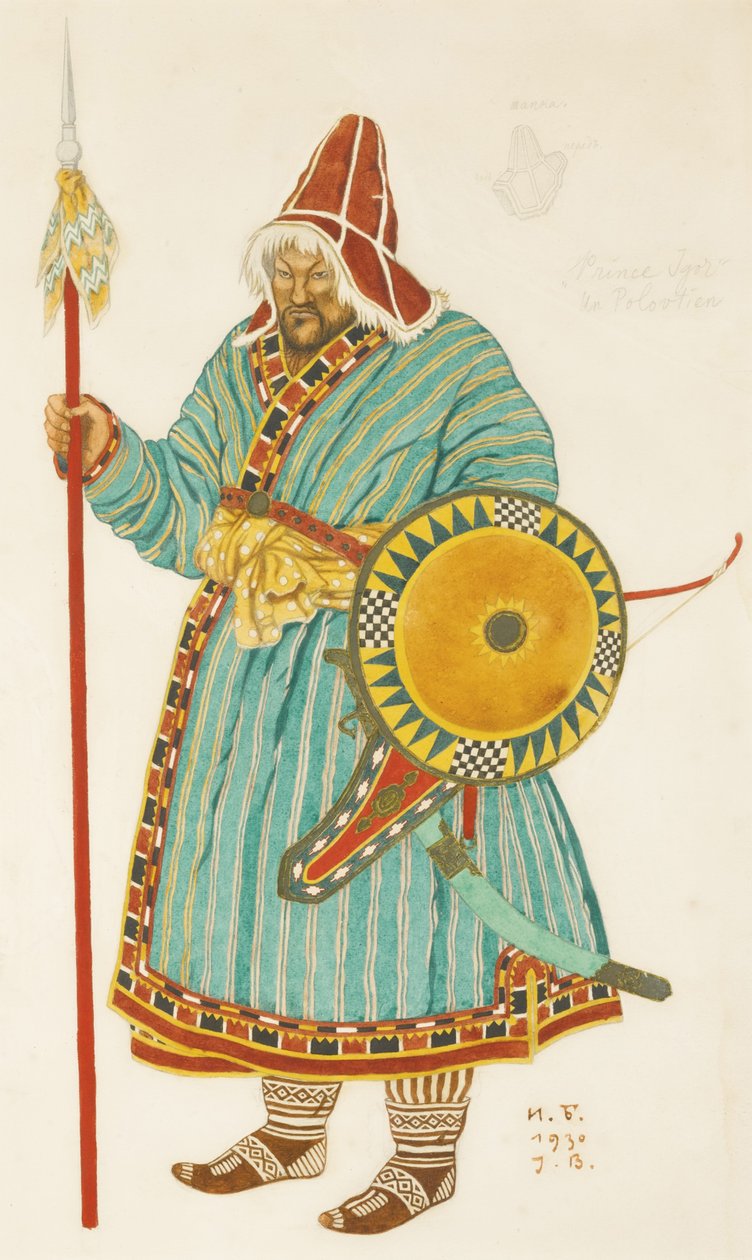 Projekt kostiumu do opery Książę Igor A. Borodina, 1930 autorstwa Ivan Yakovlevich Bilibin